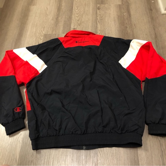 Vintage 80/90s Champion Track Jacket Windbreaker Nylon Size XL Red/Black/White - Picture 2 of 9